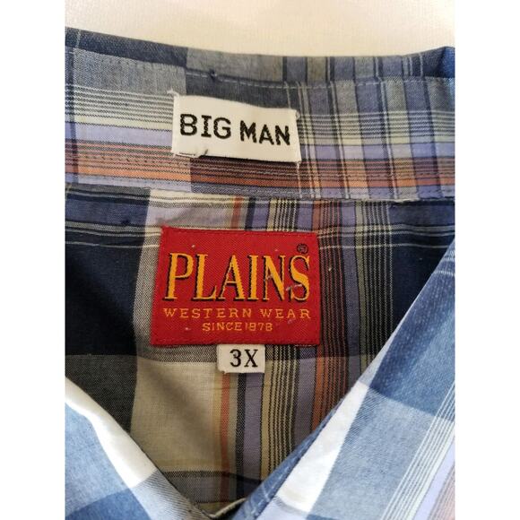 Plains Western Wear Big Man Western Snap Front Shirt Size 3X 12021-0336 - Picture 5 of 7